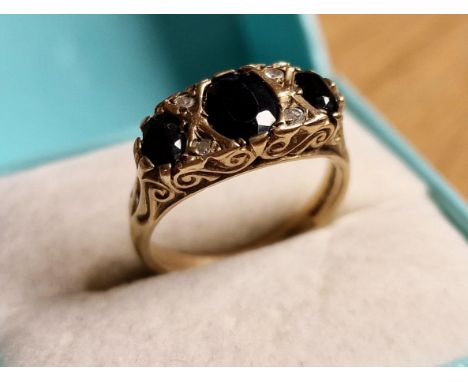 9ct Gold, Diamond &amp; Ruby Vintage Dress Ring, 3.8g &amp; size N