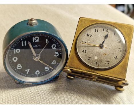 Pair of Miniature Swiss Made Alarm Clocks - Bosa (Brevet) &amp; Zenith