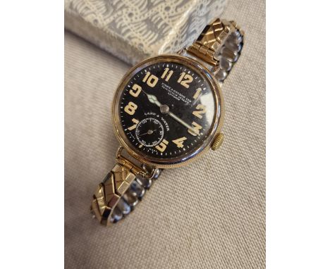 9ct Gold Birch &amp; Gaydon, Land and Water Zenith Military Style Wrist Watch, 35.3  grams