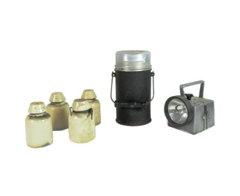 Railwayana - a collection of British Railway related items, including a 20th century Thermos flask, GWR insulators and a B.R.