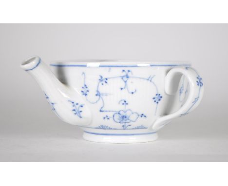 Meissen - A 19th century German porcelain invalid feeder / teapot. Hand painted in blue floral sprays and a white ground with