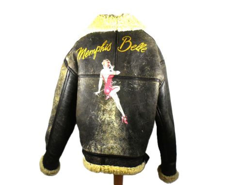 Memphis Belle - a vintage 1990s Memphis Belle flying jacket made for the production of the 1990 movie. Brown leather sheepski