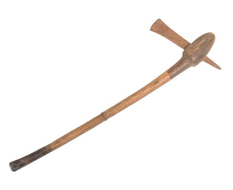 An early 20th Century African Shona People ( Zimbabwe / Mozambique ) tribal axe. Wrought worked steel axe head of thin form m