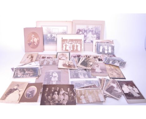 Early 20th century Edwardian wedding photographs and postcards. Including family portraits, single portraits and couple portr