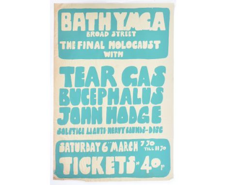 Music Poster - an original believed late 1960s or early 1970s Prog Rock concert poster from the Bath YMCA on Saturday 6th Mar