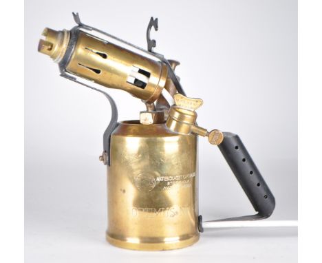 Aktiebolaget Optimus, Sweden - A vintage Optimus No 411 brass blow torch converted to a decorative table lamp / light. With a