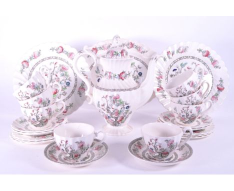 Myott Staffordshire Ware - A vintage 20th century ceramic tea service set. Indian Tree pattern including teapot, serving plat