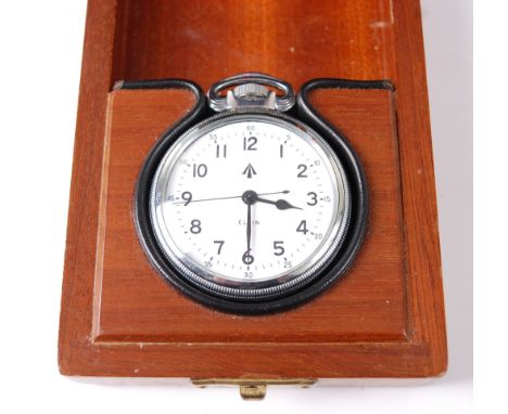 An Elgin military issue base metal cased pocket watch, having a white enamel dial with Arabic numerals and War Department arr