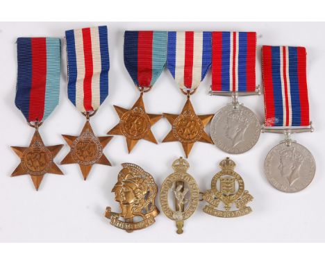 A collection of six WW II medals to include 1939-1945 Star x2, France and Germany Star x2, and War x2, together with Royal Ar