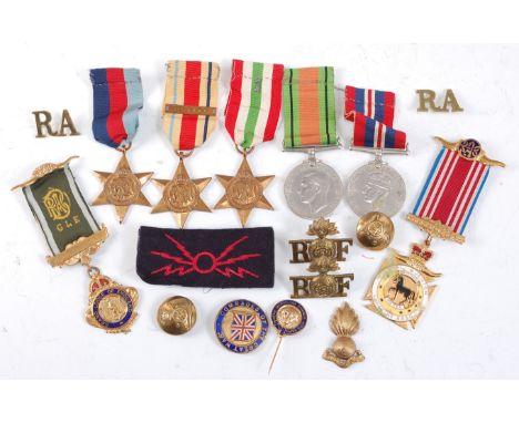 A collection of medals to include 1939-45 Star, Africa Star with 8th Army clasp, Italy Star, Defence and War, together with v