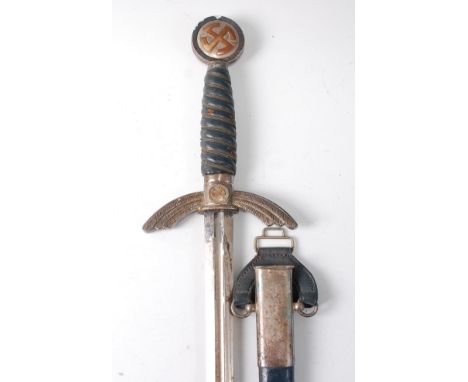 A German Third Reich 1st pattern Luftwaffe short sword, the 62cm double edged blade marked to the ricasso with Knight logo W.