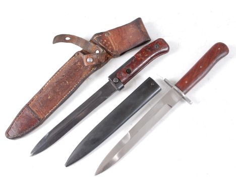 A Czechoslovakian VZ 58 knife bayonet, the 16.5cm fullered blade stamped to the ricasso A 1708, with a two piece wooden grip,