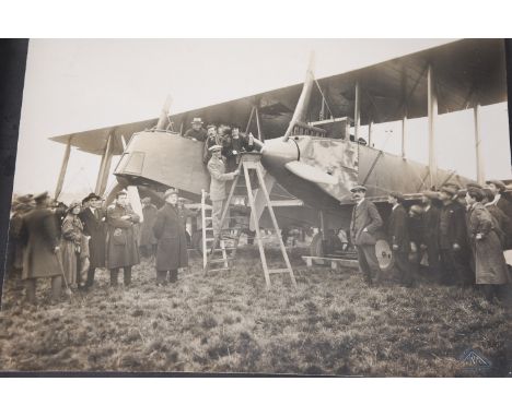 An early 20th century photograph album of aviation interest, contents include Claude Grahame-White on a ladder before a plane