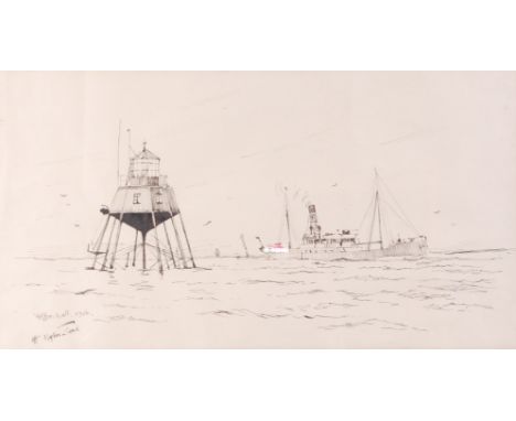 William Minshall Birchall, (1884-1941), Off Maplin Sand, ink sketch, signed, titled and dated 1926 lower left, 26 x 47.5cm.In