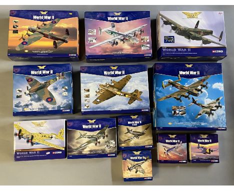12 Corgi Aviation Archive Word War II model aircraft: AA32604, AA34001, AA32608, AA33903, AA33301, AA99133, AA33704, AA33701,