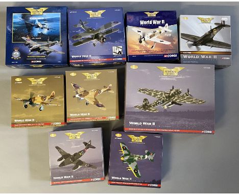 9 Corgi Aviation Archive World War II model aircraft: 47304, AA36301, AA34301, AA31908, AA36501, AA31924, AA33707, AA35702, A