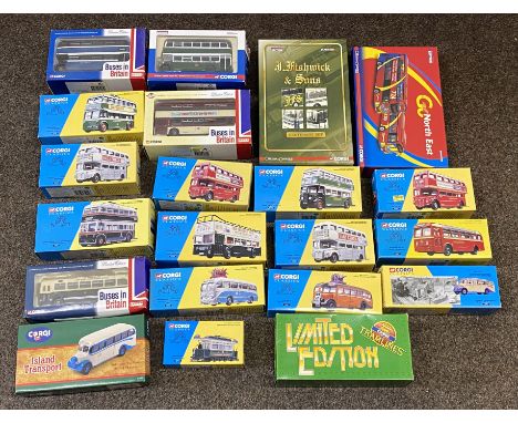 21x Corgi bus and tram models including 1:50 scale limited edition examples, all boxed.