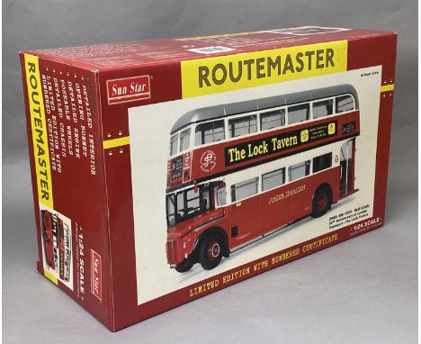 A Limited Edition Sunstar Routemaster Bus 1:24 scale London Transport, boxed with certificate 775/3500. Grab rail, indicators