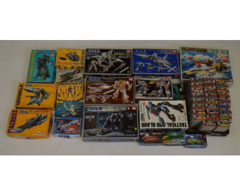A mixed lot of model kits mostly relating to Japanese Anime including Space Cruiser Yamato and Macross&nbsp;(Contents not che