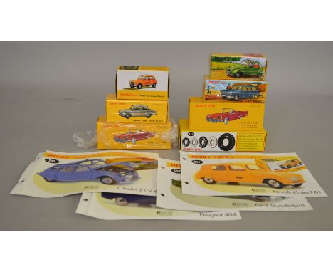6 boxed models from the French Atlas Dinky Toys range, including #500 Citroen 2Cv 1966, 518A Renault 4L 'Autoroutes', a limit