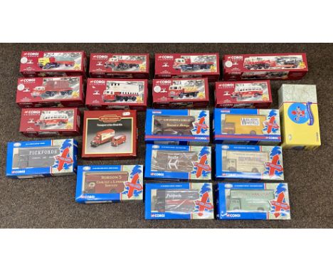 9x Corgi 1:50 scale On The Move models together with 10x Corgi British Rail related models, all boxed. (19)