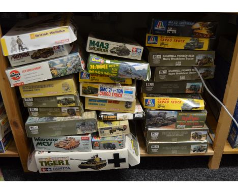 26x Military related model kits including Tamiya, Dragon, IBG etc.&nbsp;(Contents not checked for completeness)