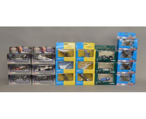 19x Corgi diecast models including Legend of Speed, Donington and aircraft examples, all boxed.