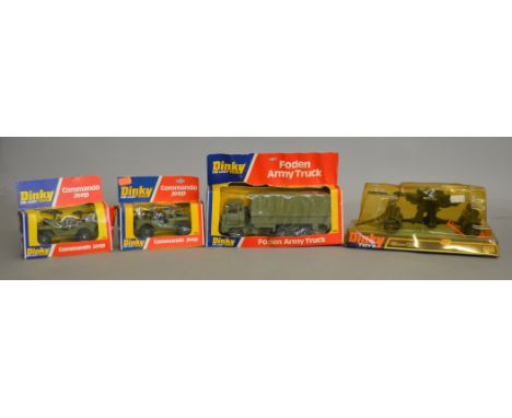 4x Dinky Toys military models including: #656 88mm Gun, #668 Foden army truck etc. All boxed)