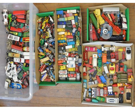 A large quantity of vintage unboxed diecast models including Matchbox, Corgi and Dinky examples.