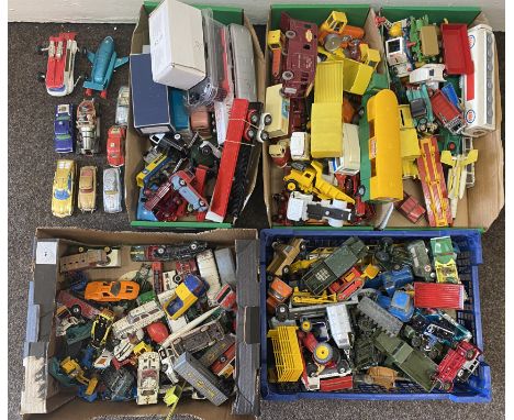 A good mixed lot of unboxed diecast including vintage Dinky, Spot On and Corgi models. (4 Boxes)