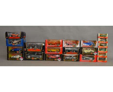 21x Bburago models of various scales including 1:18, 1:24 and 1:43, all boxed.