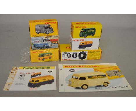 6 boxed models from the French Atlas Dinky Toys range, including four 25 series Vans – 25B Peugeot 'Lampe Mazda', 25BV Peugeo