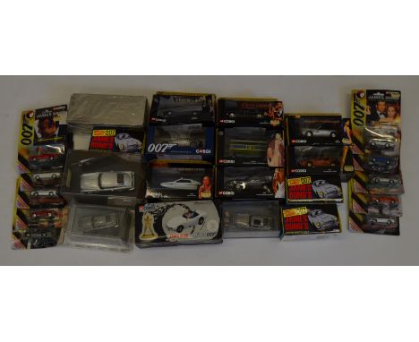 A good collection of Corgi James Bond 007 related diecast models. Various ranges, mostly VG boxed/ carded examples. (26)