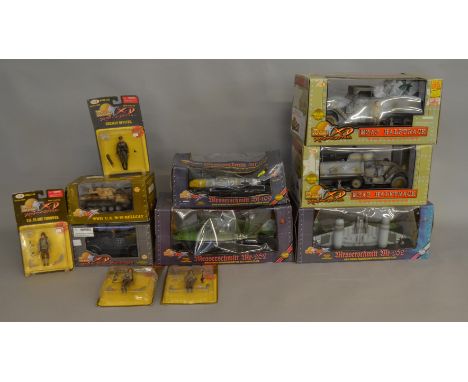 11x 1:18 and 1:32 Scale Ultimate Soldier Xtreme Detail vehicles and figures, boxed.