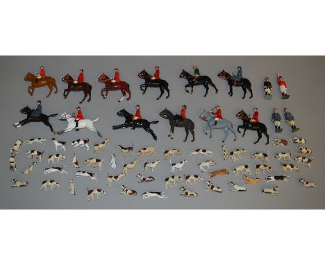 Approx 65 vintage lead and white metal Hunting figures, including some repaints.