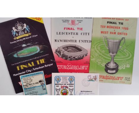 FOOTBALL, FA Cup selection, signed programmes (3), Bobby Robson (1978), 1984 programme &amp; cover (both by Andy Gray); 1965 