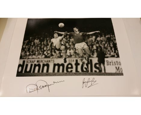 FOOTBALL, signed photos, inc. silver gelatin fibre photo by Steve Perryman &amp; Gary Lineker (in action during 1982 FA Cup S