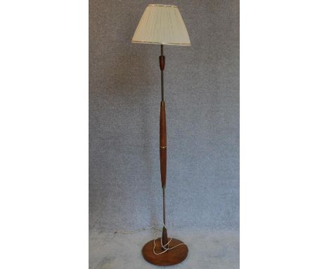 A 1970's vintage teak standard lamp. H.166cm 