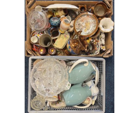 Two Crates of collectables; Japanese Bowl, Studio pottery, Carlton ware, Lustre Jugs &amp; other items