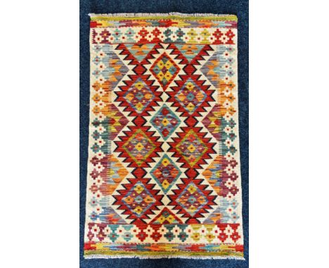 Hand knotted Chobi Kilim rug. 126x79cm 