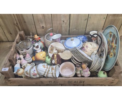 Crate of collectables; Crown Devon, Royal Doulton, Noritake, Poole pottery, Beetles plate &amp; Wedgewood etc.