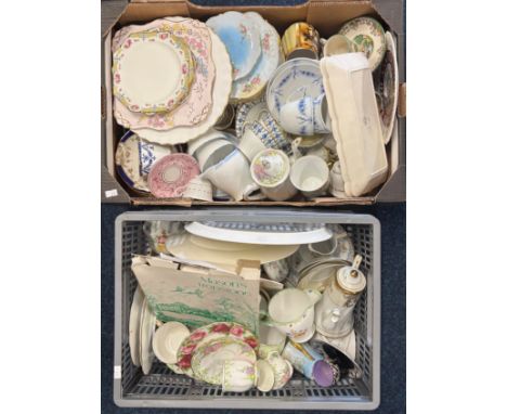 Two Crates of collectable tea wares; Victorian wares, Copenhagen, Spode, Paragon &amp; others