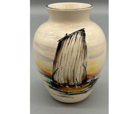 Griselda Hill Wemyss ware vase Boat scene. 15cm high. 