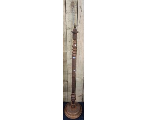 Oriental Carved Wooden Floor lamp. 171cm in height includes fitting. 