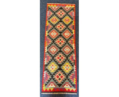 Hand Knotted Maimana Kilim Runner Rug. 200x66cm. 