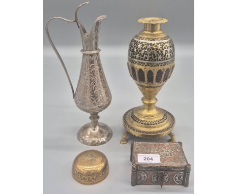 A Selection of Indian &amp; Islamic Collectables; Persian Qajar Period Quran Casket with brass &amp; Silver inlays, Indian wh