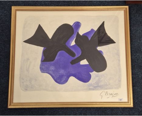 George Braque 1882-1963,Titled "The Star and the bird II" Silkscreen print 1958. 86x101cm frame.