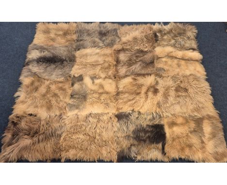 Large Vintage Goat Skin Rug. 260x230cm. 