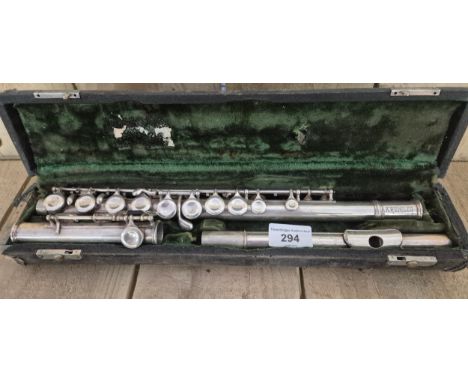 German Kreisler antique Flute in fitted case. 66cm in length. box needs attention.