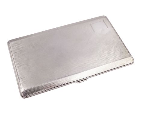 1920s silver cigarette case, of rectangular form, with engine turned decoration and blank cartouche, hallmarked John Henry Wy